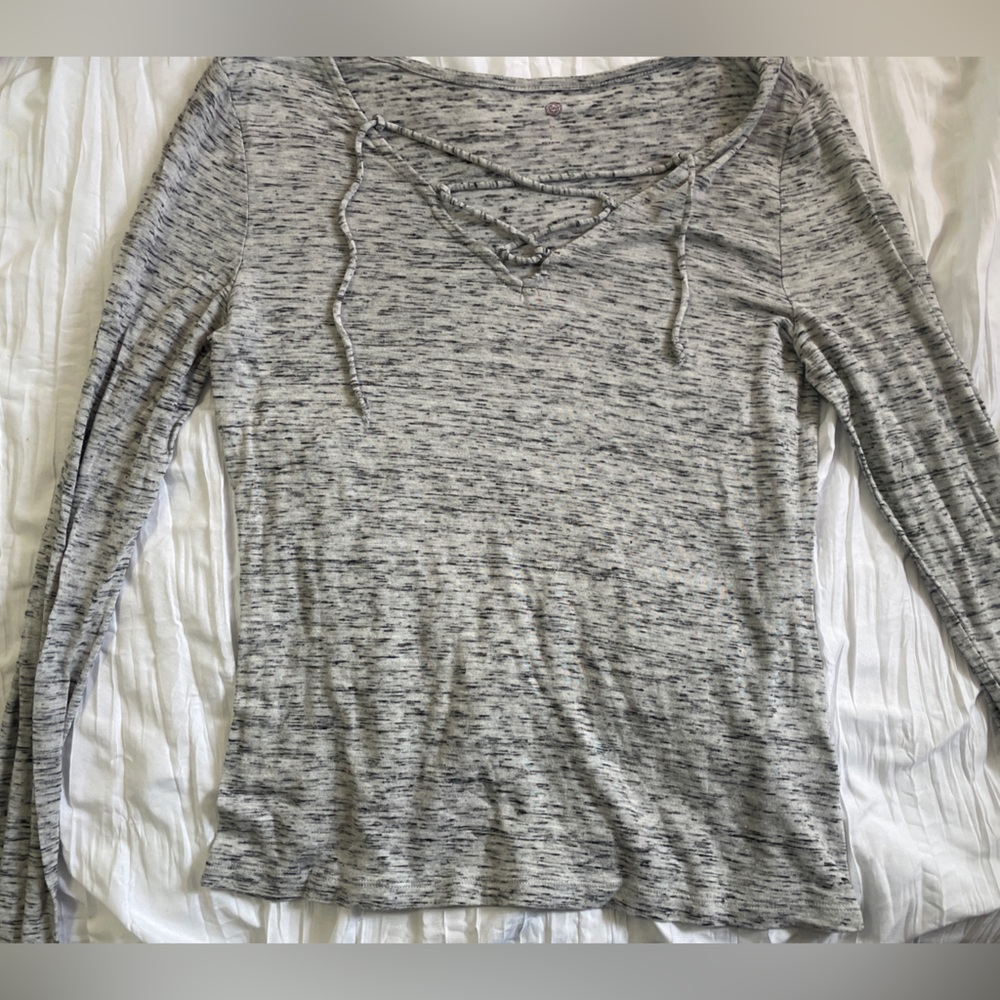 SO Lace up grey long sleeve top